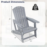 Set of 2 HDPE Adirondack Chair with Cup Holder and Wood-Like Texture  for Garden