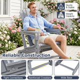 Set of 2 HDPE Adirondack Chair with Cup Holder and Wood-Like Texture  for Garden