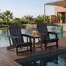 Set of 2 HDPE Adirondack Chair with Cup Holder and Wooden Texture for Patio