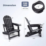 Set of 2 HDPE Adirondack Chair with Cup Holder and Wooden Texture for Patio