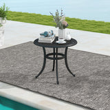 Set of 2 Heavy-Duty Outdoor Aluminum Side Table with Adjustable Footpads for Patio-Antique Brown