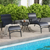 Set of 2 Heavy-Duty Outdoor Aluminum Side Table with Adjustable Footpads for Patio-Antique Brown