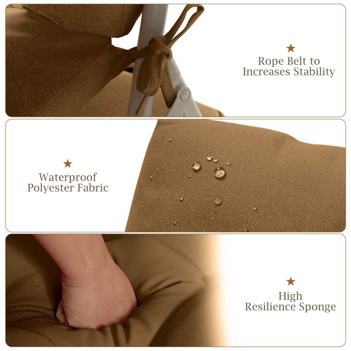 Set of 2 High Back Chair Cushion with Adjustable Height