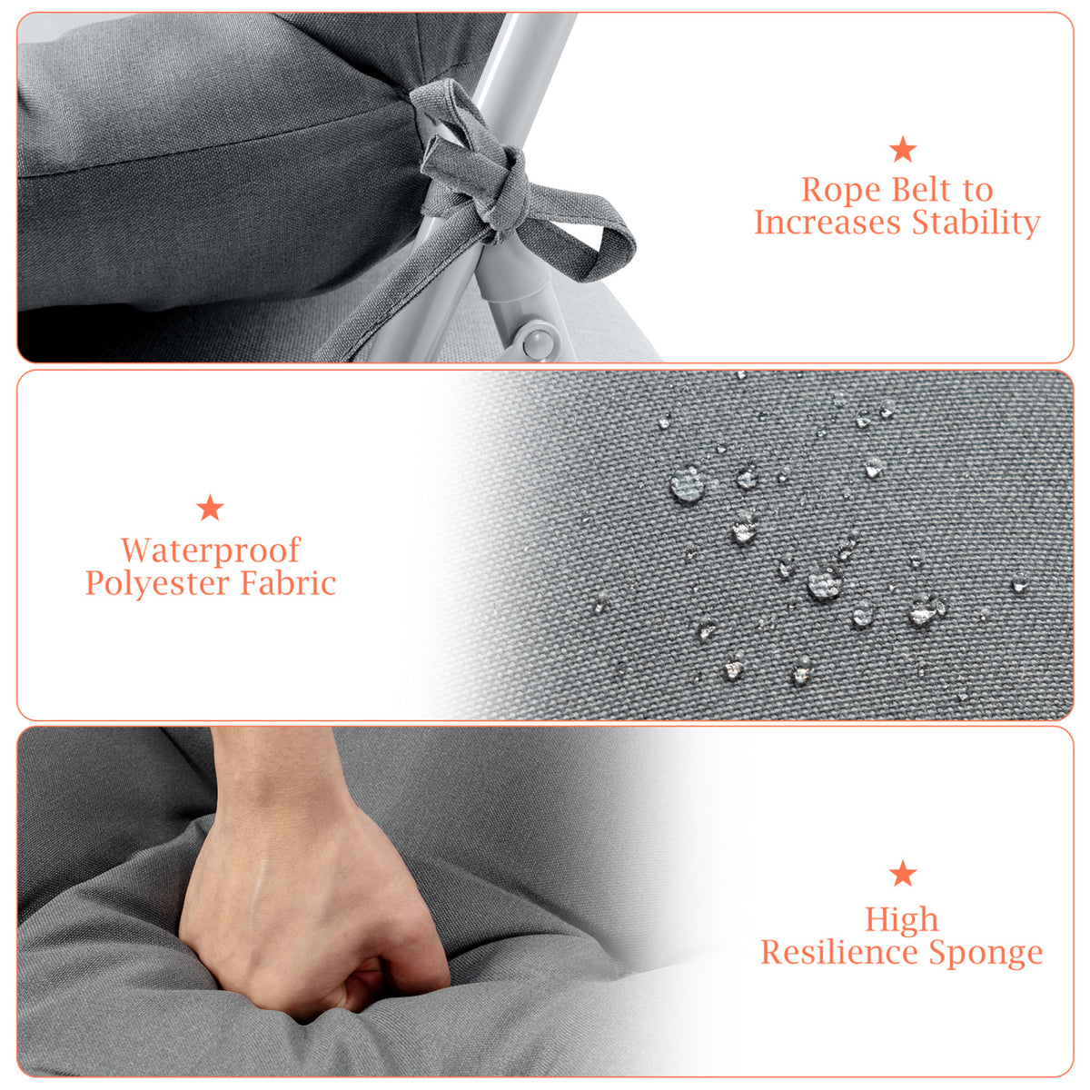 Set of 2 High Back Chair Cushion with Adjustable Height