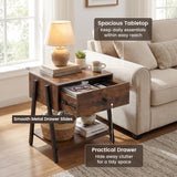 Set of 2 Industrial Nightstand with Adjustable Foot Pads for Bedroom-Rustic Brown