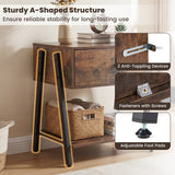 Set of 2 Industrial Nightstand with Adjustable Foot Pads for Bedroom-Rustic Brown