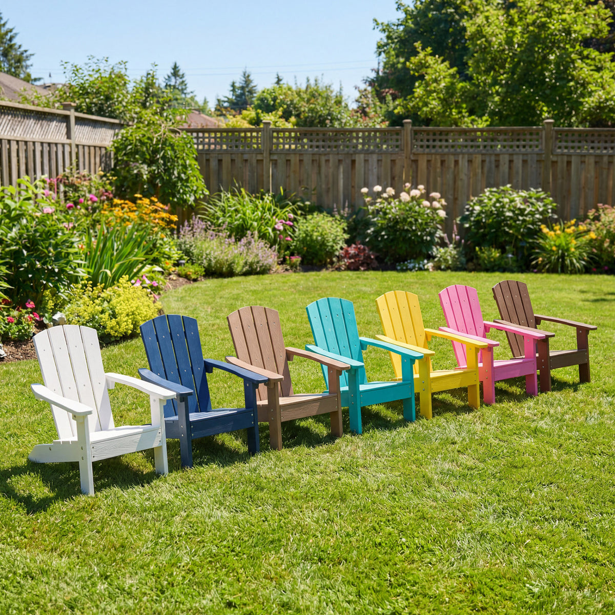 Set of 2 Kid's Adirondack Chair with with High Backrest and Armrests