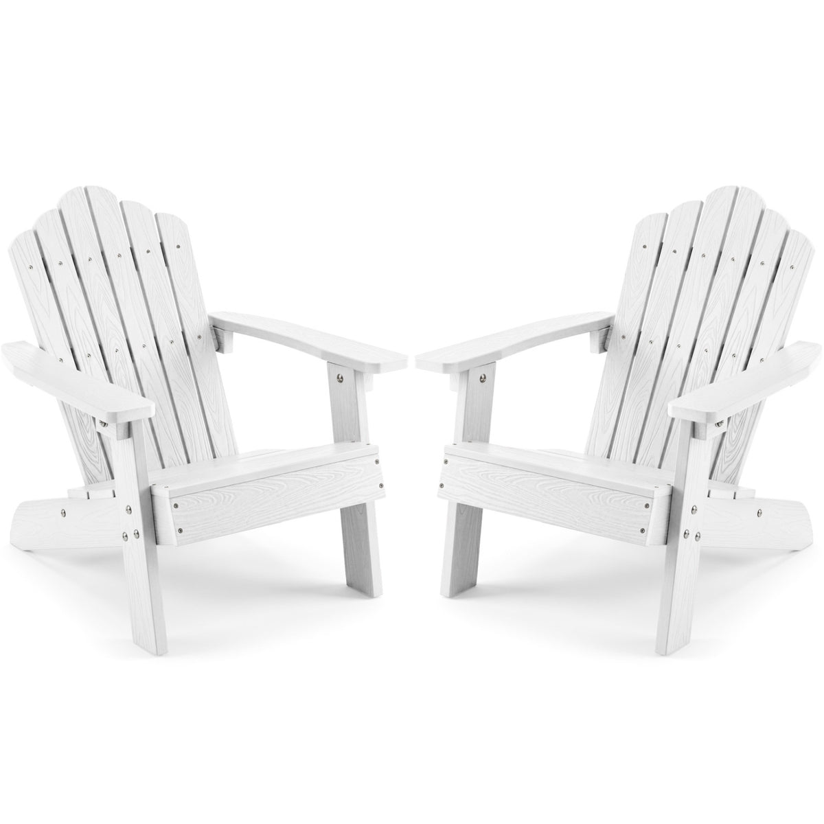 Set of 2 Kids Adirondack Chairs All-weather Outdoor Chairs for Children with Tilted High Backrest
