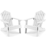 Set of 2 Kids Adirondack Chairs All-weather Outdoor Chairs for Children with Tilted High Backrest