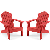 Set of 2 Kids Adirondack Chairs All-weather Outdoor Chairs for Children with Tilted High Backrest