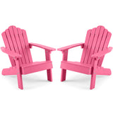 Set of 2 Kids Adirondack Chairs All-weather Outdoor Chairs for Children with Tilted High Backrest