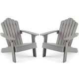 Set of 2 Kids Adirondack Chairs All-weather Outdoor Chairs for Children with Tilted High Backrest