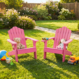 Set of 2 Kids Adirondack Chairs All-weather Outdoor Chairs for Children with Tilted High Backrest