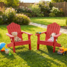 Set of 2 Kids Adirondack Chairs All-weather Outdoor Chairs for Children with Tilted High Backrest