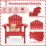 Set of 2 Kids Adirondack Chairs All-weather Outdoor Chairs for Children with Tilted High Backrest
