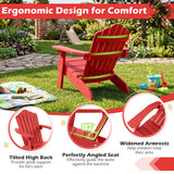 Set of 2 Kids Adirondack Chairs All-weather Outdoor Chairs for Children with Tilted High Backrest