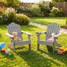 Set of 2 Kids Adirondack Chairs All-weather Outdoor Chairs for Children with Tilted High Backrest