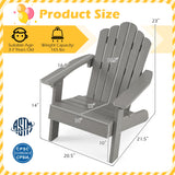 Set of 2 Kids Adirondack Chairs All-weather Outdoor Chairs for Children with Tilted High Backrest