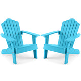 Set of 2 Kids Adirondack Chairs All-weather Outdoor Chairs for Children with Tilted High Backrest