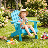 Set of 2 Kids Adirondack Chairs All-weather Outdoor Chairs for Children with Tilted High Backrest