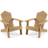 Set of 2 Kids Adirondack Chairs All-weather Outdoor Chairs for Children with Tilted High Backrest