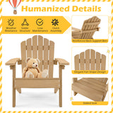 Set of 2 Kids Adirondack Chairs All-weather Outdoor Chairs for Children with Tilted High Backrest