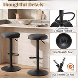 Set of 2 Kitchen Bar Stools with Height Adjustment Padded Seat and D-Shaped Footrest