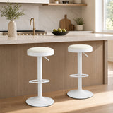 Set of 2 Kitchen Bar Stools with Height Adjustment Padded Seat and D-Shaped Footrest