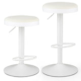 Set of 2 Kitchen Bar Stools with Height Adjustment Padded Seat and D-Shaped Footrest