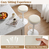 Set of 2 Kitchen Bar Stools with Height Adjustment Padded Seat and D-Shaped Footrest