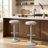 Set of 2 Kitchen Bar Stools with Height Adjustment Padded Seat and D-Shaped Footrest