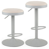 Set of 2 Kitchen Bar Stools with Height Adjustment Padded Seat and D-Shaped Footrest