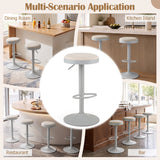 Set of 2 Kitchen Bar Stools with Height Adjustment Padded Seat and D-Shaped Footrest