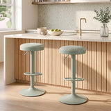 Set of 2 Kitchen Bar Stools with Height Adjustment Padded Seat and D-Shaped Footrest