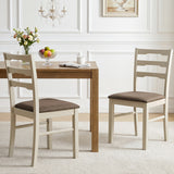 Set of 2 Linen Style Upholstered Dining Chairs with Wood Frames-White
