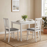 Set of 2 Linen Style Upholstered Kitchen Chairs with Wood Frames-White