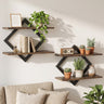 Set of 2 Metal Floating Shelves for Wall with Geometric Frame