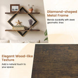 Set of 2 Metal Floating Shelves for Wall with Geometric Frame