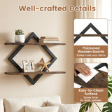 Set of 2 Metal Floating Shelves for Wall with Geometric Frame