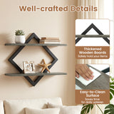 Set of 2 Metal Floating Shelves for Wall with Geometric Frame