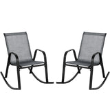 Set of 2 Heavy-Duty Metal Patio Rocking Chair with Breathable Seat Fabric