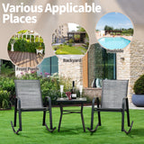 Set of 2 Heavy-Duty Metal Patio Rocking Chair with Breathable Seat Fabric