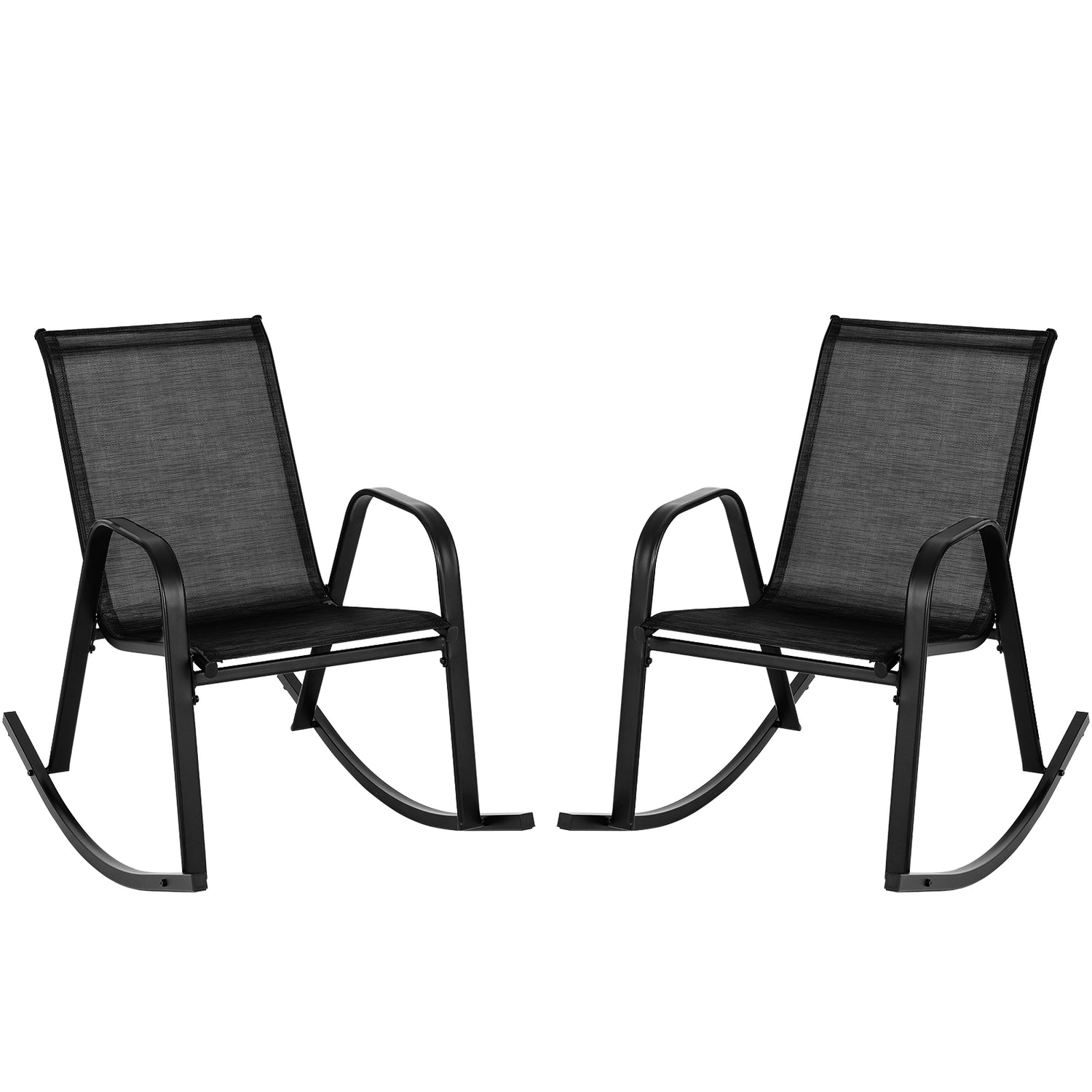 Set of 2 Heavy-Duty Metal Patio Rocking Chair with Breathable Seat Fabric