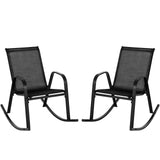 Set of 2 Heavy-Duty Metal Patio Rocking Chair with Breathable Seat Fabric