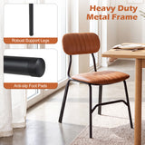 Set of 2 Modern Dining Chairs with Ergonomic Back Metal Legs Exquisite Rivet and Embellished Edges-Brown
