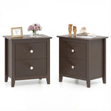Set of 2 Modern Nightstand with two Drawers for Small Spaces-Rustic Brown