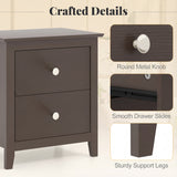 Set of 2 Modern Nightstand with two Drawers for Small Spaces-Rustic Brown