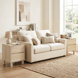 Set of 2 Modern Wooden End Table with 2 Storage Drawers-Natural