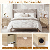 Set of 2 Modern Wooden End Table with 2 Storage Drawers-Natural