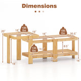 Set of 2 Nesting Coffee Table with Boho Rattan Accent Table-Natural